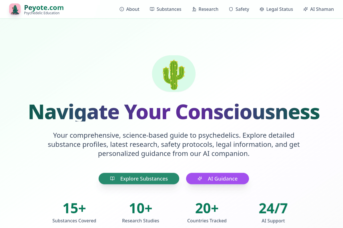Peyote.com screenshot